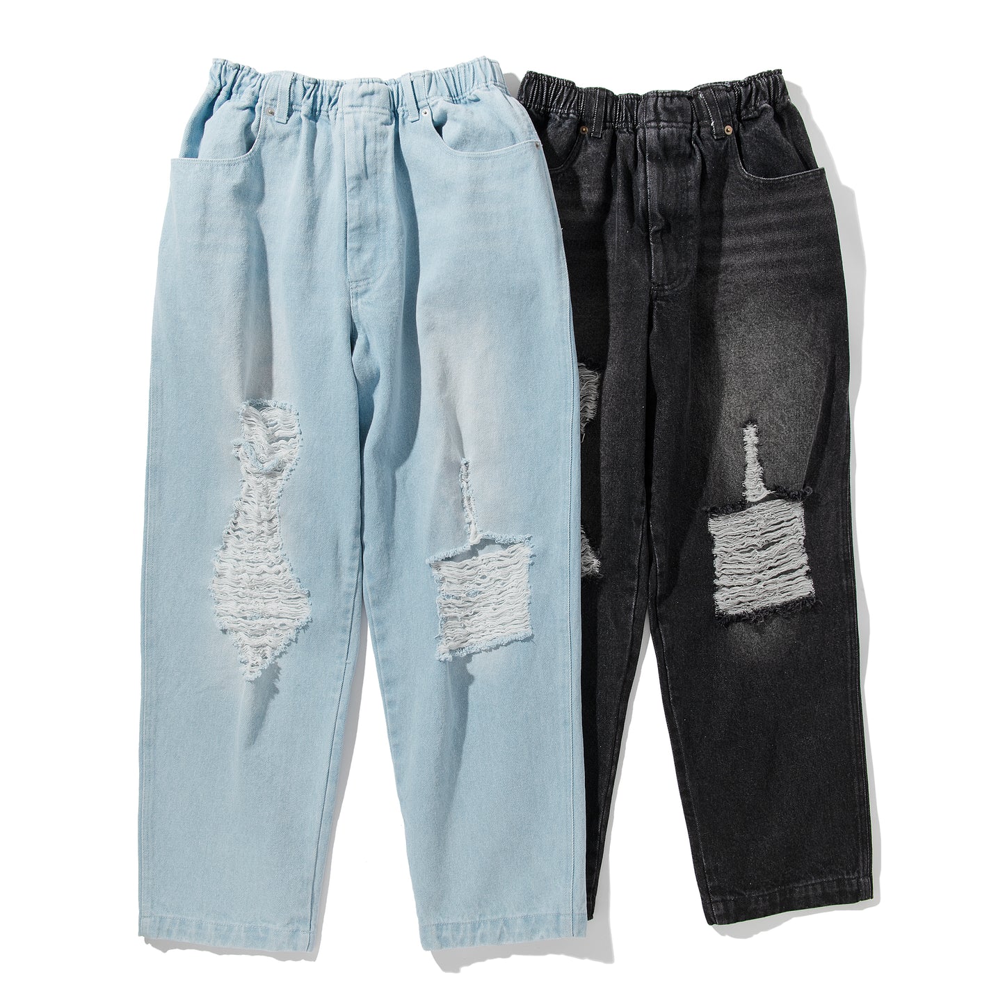 SCRATCH DENIM PANTS / BLACK