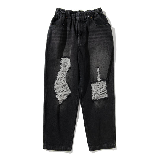 SCRATCH DENIM PANTS / BLACK