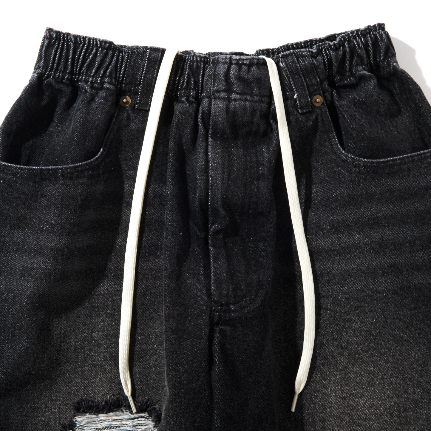 SCRATCH DENIM PANTS / BLACK