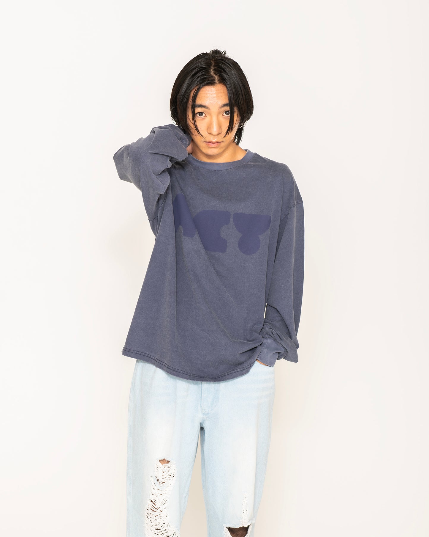 GDYE LOGO L/S TEE / S.NAVY