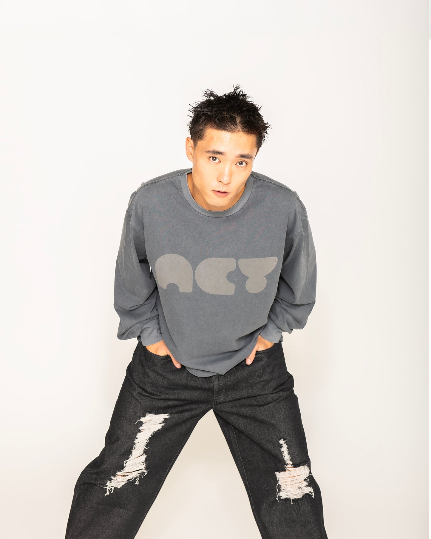 SCRATCH DENIM PANTS / BLACK